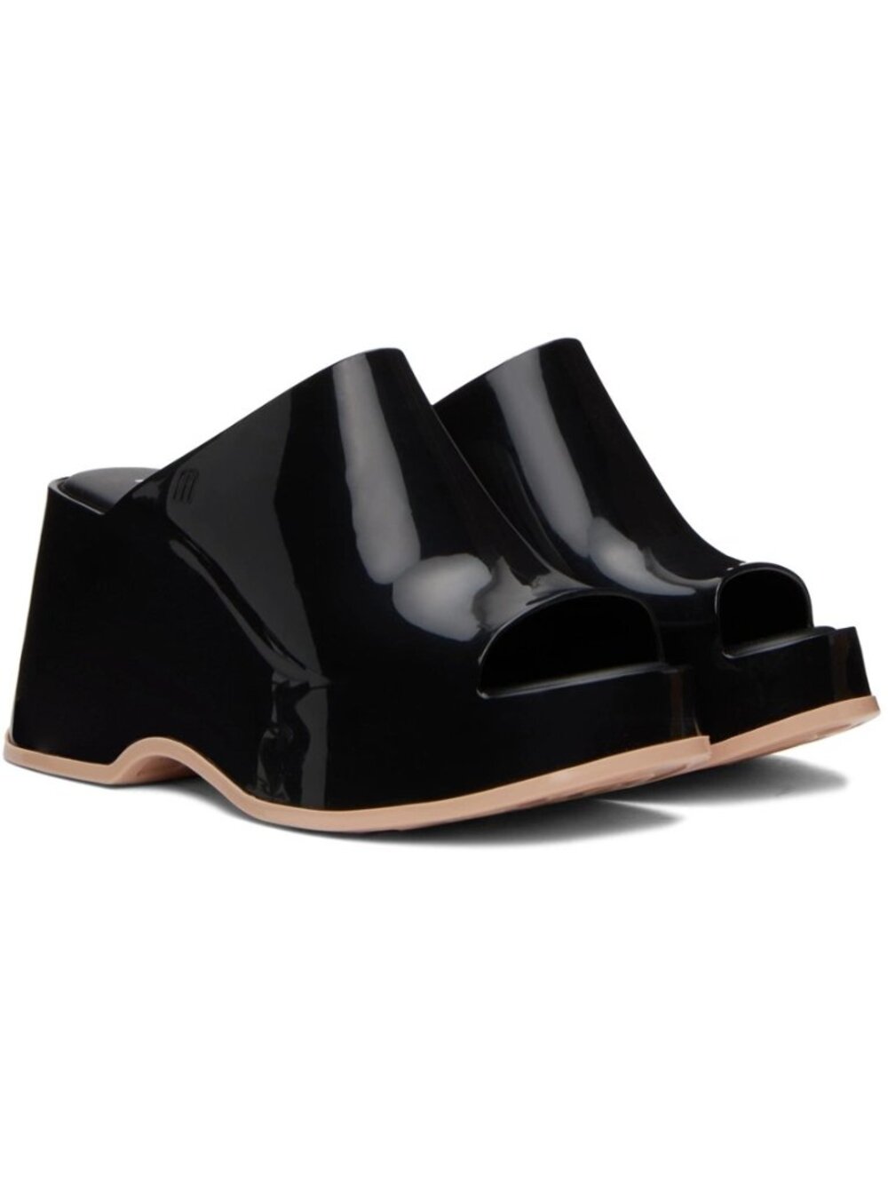 Melissa Patty Platform Slip on Sandals Black Made in Brazil Size 8 New in Box